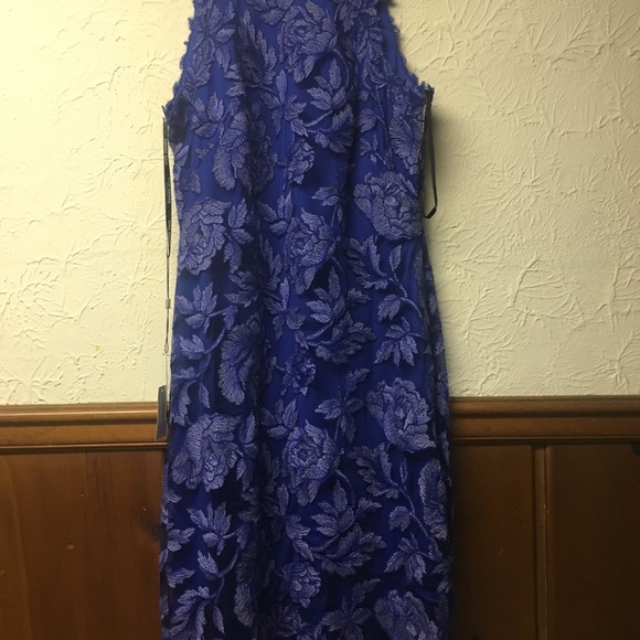 Tadashi Shoji Embroidered Floral Sheath Dress Blu - Picture 5 of 8